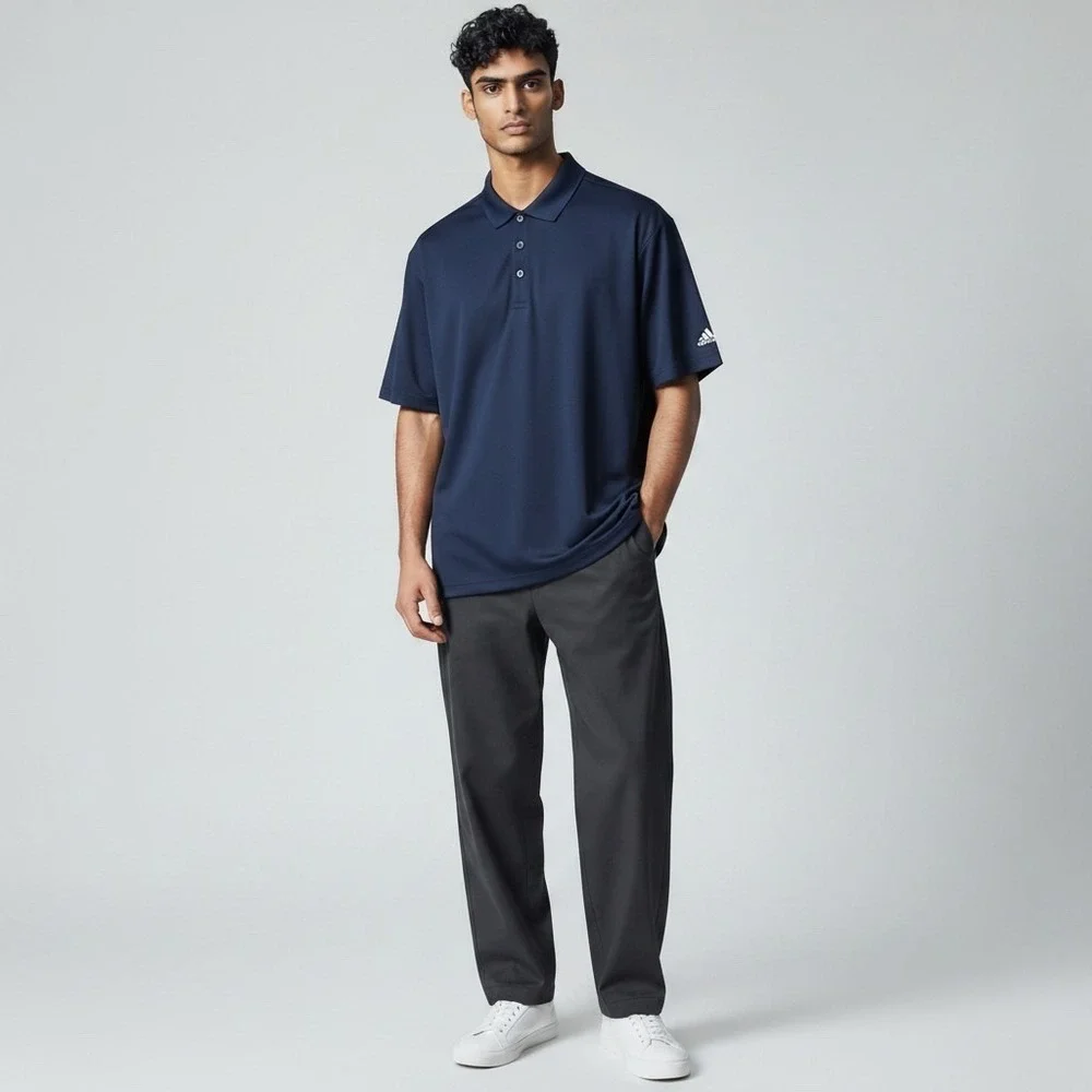 Adidas Men's Performance Golf Polo Shirt Size L Navy‎ Blue Regular Fit